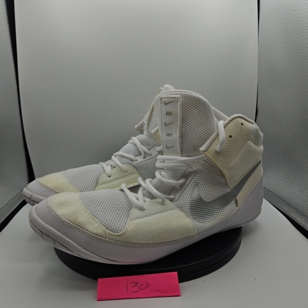 Nike Men’s White and Cream High-Top Athletic Shoes for Wrestlers